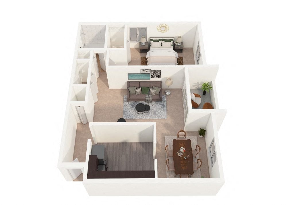 Aspen Hill Apartments - One Bedroom + Balcony Floor Plan Picture